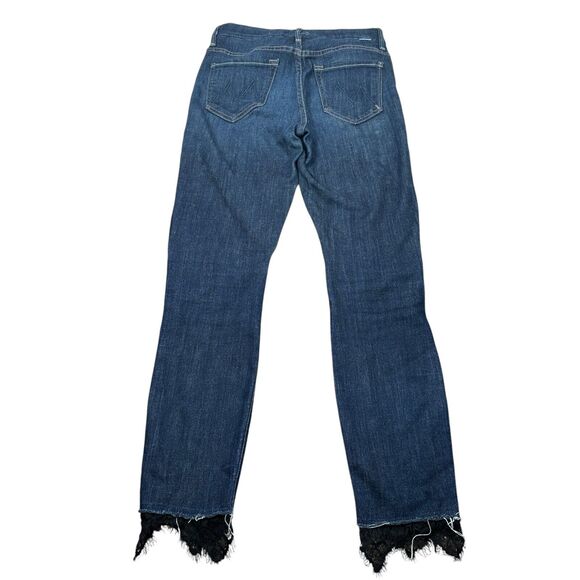 Mother High Waisted Looker Dagger Ankle Fray Jean Women 25 Blue Denim Lacey Wash - Picture 2 of 11